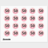 50th Happy Birthday Blush Pink Fifty Custom Schatt Ronde Sticker (Vel)