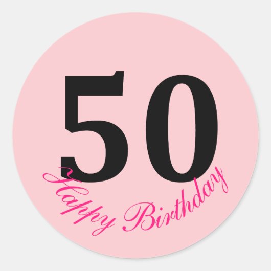 50th Happy Birthday Blush Pink Fifty Custom Schatt Ronde Sticker (Voorkant)