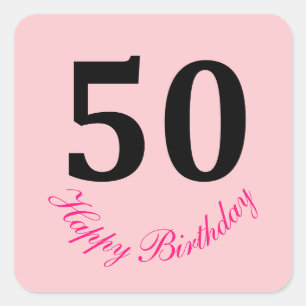50th Happy Birthday Blush Pink Fifty Custom Schatt Vierkante Sticker
