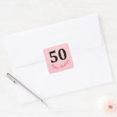 50th Happy Birthday Blush Pink Fifty Custom Schatt Vierkante Sticker (Envelop)