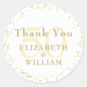 50th Jubileum gouden stof Confetti dank u Ronde Sticker (Voorkant)