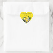 50th Jubileum Heart w Yellow Roses gepersonaliseer Hart Sticker (Tas)
