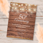 50th Jubileum het Hood van de Lichten van het Koor Aankondigingskaart<br><div class="desc">Met  snaarlichten en delicaat gouden harten op een rustige houten achtergrond. Pas je aan met je speciale vijftig jaar gouden verjaardag,  sla je de datuminformatie op in het schrift. Ontworpen door: Thisnotme©</div>