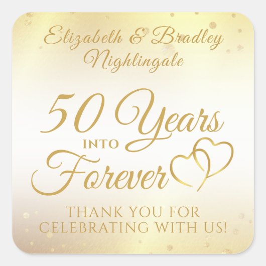 50th Jubileum JAREN IN FOREVER Dank je Vierkante Sticker (Voorkant)