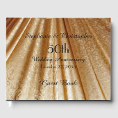 50th Jubileum Party Gedrapte Gouden Stof Gastenboek (Voorkant)