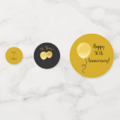 50th Jubileum Party Golden Balloons Confetti (Achterkanten)