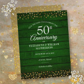 50th Jubileum Rustic Save the Date Gold Hearts Briefkaart