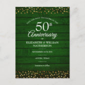 50th Jubileum Rustic Save the Date Gold Hearts Briefkaart (Voorkant)