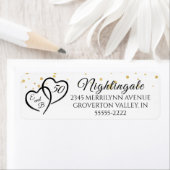 50th Jubileum Script Hearts Monogram Initialen Etiket (Insitu)