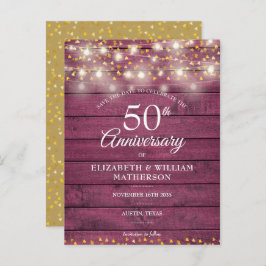 50th Jubileum String Lights Opslaan van de datum Aankondigingskaart