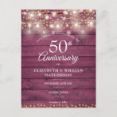 50th Jubileum String Lights Opslaan van de datum Aankondigingskaart (Voorkant)