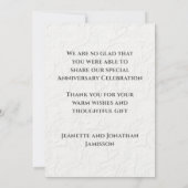 50th Jubileum wit bloemig smaakvol dank u Bedankkaart (Achterkant)