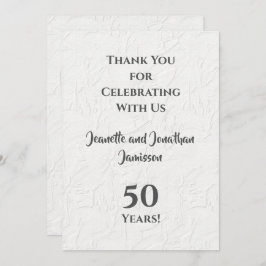 50th Jubileum wit bloemig smaakvol dank u Bedankkaart