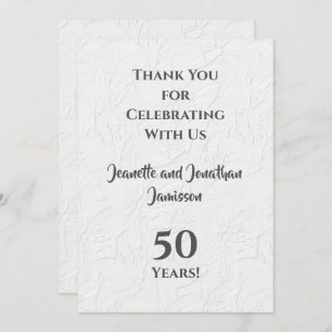 50th Jubileum wit bloemig smaakvol dank u Bedankkaart