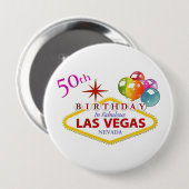50th Las Vegas Birthday Huge, 4-inch Button (Voorkant /achterkant)