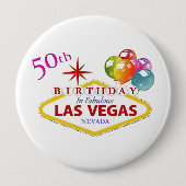 50th Las Vegas Birthday Huge, 4-inch Button (Voorkant)