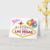 50th Las Vegas Birthday Kaart (Gele Bloem)