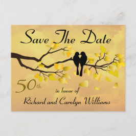 50th Lovebirds Jubileum Bewaar de datum Aankondigingskaart