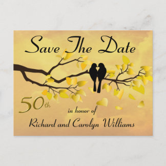 50th Lovebirds Jubileum Bewaar de datum Aankondigingskaart