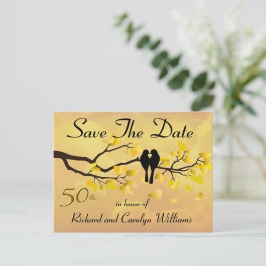 50th Lovebirds Jubileum Bewaar de datum Aankondigingskaart (Staand voorkant)