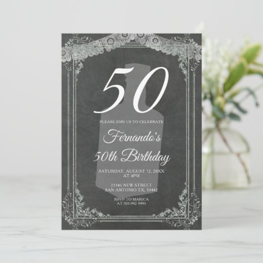 50TH Mexican birthday Tequila Party Chalkboard Kaart (Staand voorkant)