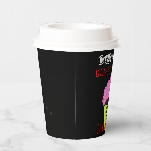 50th Over the Hill Pink Cupcake Name Papieren Bekers (Rechts)