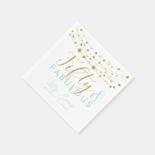 50th partij papier servet decoratie, glitter blauw (Hoek)