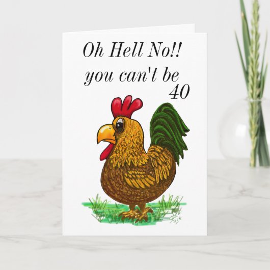 50th Rooster Birthday card, Oh Hell No Bedankkaart (Voorkant)