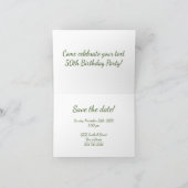 50th Save the Date Birthday Party Card Bedankkaart (Binnen)