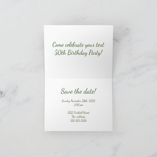 50th Save the Date Birthday Party Card Bedankkaart (Binnen)