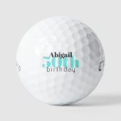 50th  Turquoise Personalized Titleist Pro V1 Golfballen (Voorkant)