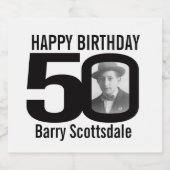 50th Verjaardag aangepaste foto naam label Bier Etiket (Enkel label)