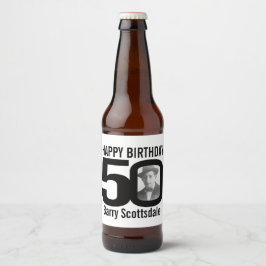 50th Verjaardag aangepaste foto naam label Bier Etiket