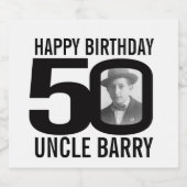 50th Verjaardag aangepaste foto oom naam label Bier Etiket (Enkel label)