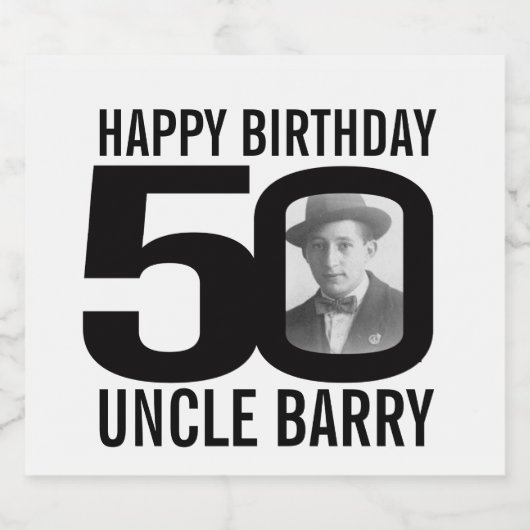 50th Verjaardag aangepaste foto oom naam label Bier Etiket (Enkel label)