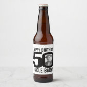 50th Verjaardag aangepaste foto oom naam label Bier Etiket (Voorkant)