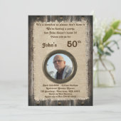 50th, Verjaardag man, elke leeftijd, hout, rustiek Kaart (Staand voorkant)