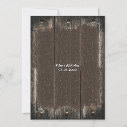 50th, Verjaardag man, elke leeftijd, hout, rustiek Kaart (Achterkant)