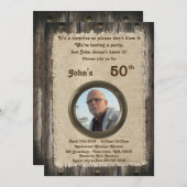 50th, Verjaardag man, elke leeftijd, hout, rustiek Kaart (Voorkant / Achterkant)