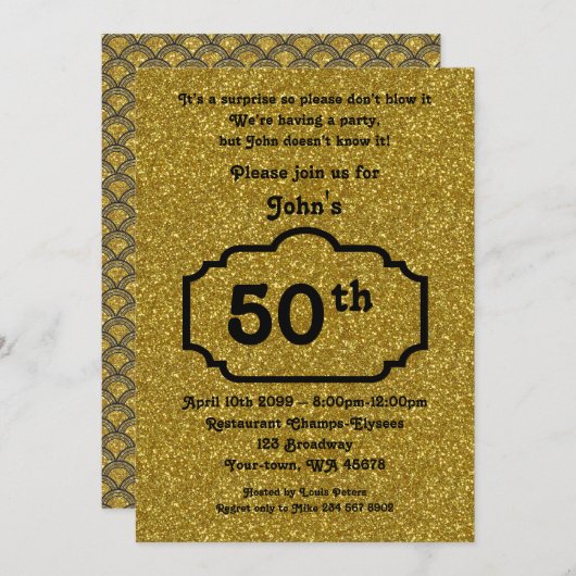 50th, Verjaardag Man, Partij Man, elke leeftijd, G Kaart (Voorkant / Achterkant)