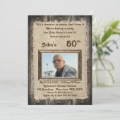 50th, Verjaardag Party man, elke leeftijd, hout, r Kaart (Staand voorkant)