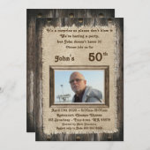 50th, Verjaardag Party man, elke leeftijd, hout, r Kaart (Voorkant / Achterkant)