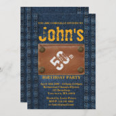 50th, Verjaardag Party Man, Uitnodiging Denim stij (Voorkant / Achterkant)