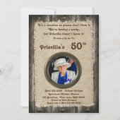 50th, Verjaardag Party vrouw, elke leeftijd, hout, Kaart (Voorkant)