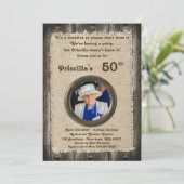 50th, Verjaardag Party vrouw, elke leeftijd, hout, Kaart (Staand voorkant)