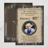 50th, Verjaardag Party vrouw, elke leeftijd, hout, Kaart (Voorkant / Achterkant)