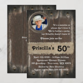 50th, Verjaardag Party vrouw, elke leeftijd, hout, Kaart (Voorkant / Achterkant)