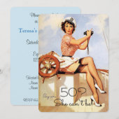 50th Verjaardag, , Sexy Pin Up Meisje Kaart (Voorkant / Achterkant)