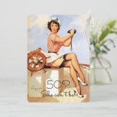 50th Verjaardag, , Sexy Pin Up Meisje Kaart (Staand voorkant)