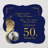 50th, Verjaardag Uitnodiging Man Anyage, Foto, all (Voorkant / Achterkant)